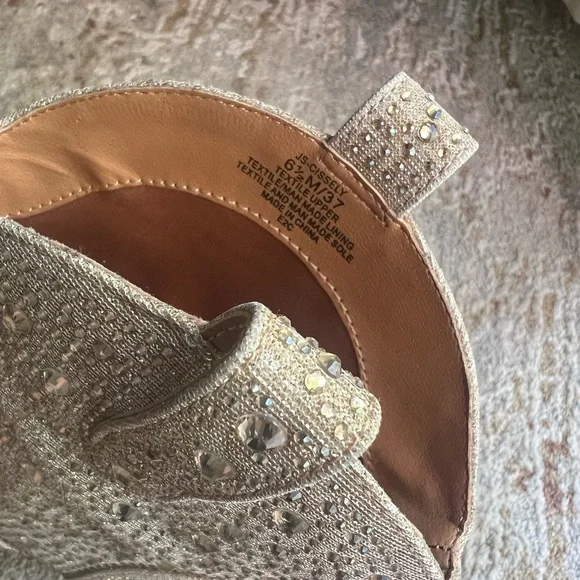 Jessica Simpson Cream Rhinestone Western Ankle Boots - Picture 10 of 11